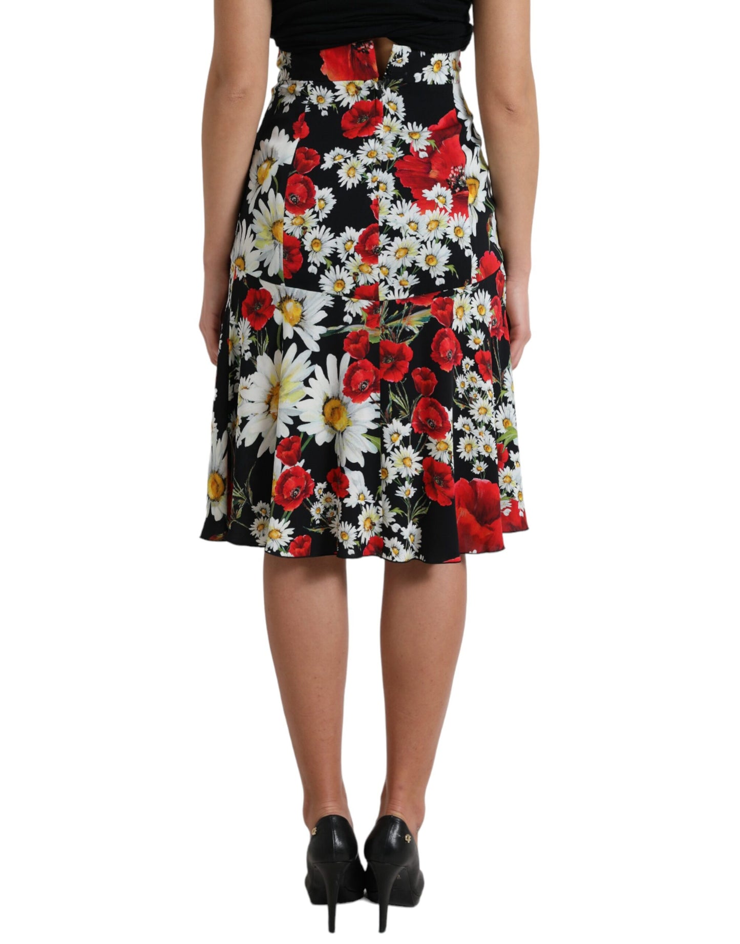 Floral A-Line Midi Silk Skirt - Elegant and Chic