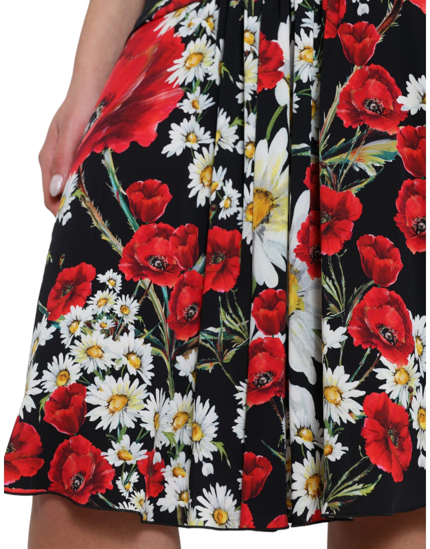 Floral A-Line Midi Silk Skirt - Elegant and Chic