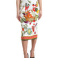 Elegant High-Waist Vegetable Print Silk Skirt