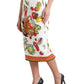 Elegant High-Waist Vegetable Print Silk Skirt