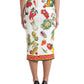 Elegant High-Waist Vegetable Print Silk Skirt