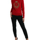 Elegant Red Turtleneck Wool Blend Sweater