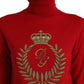 Elegant Red Turtleneck Wool Blend Sweater