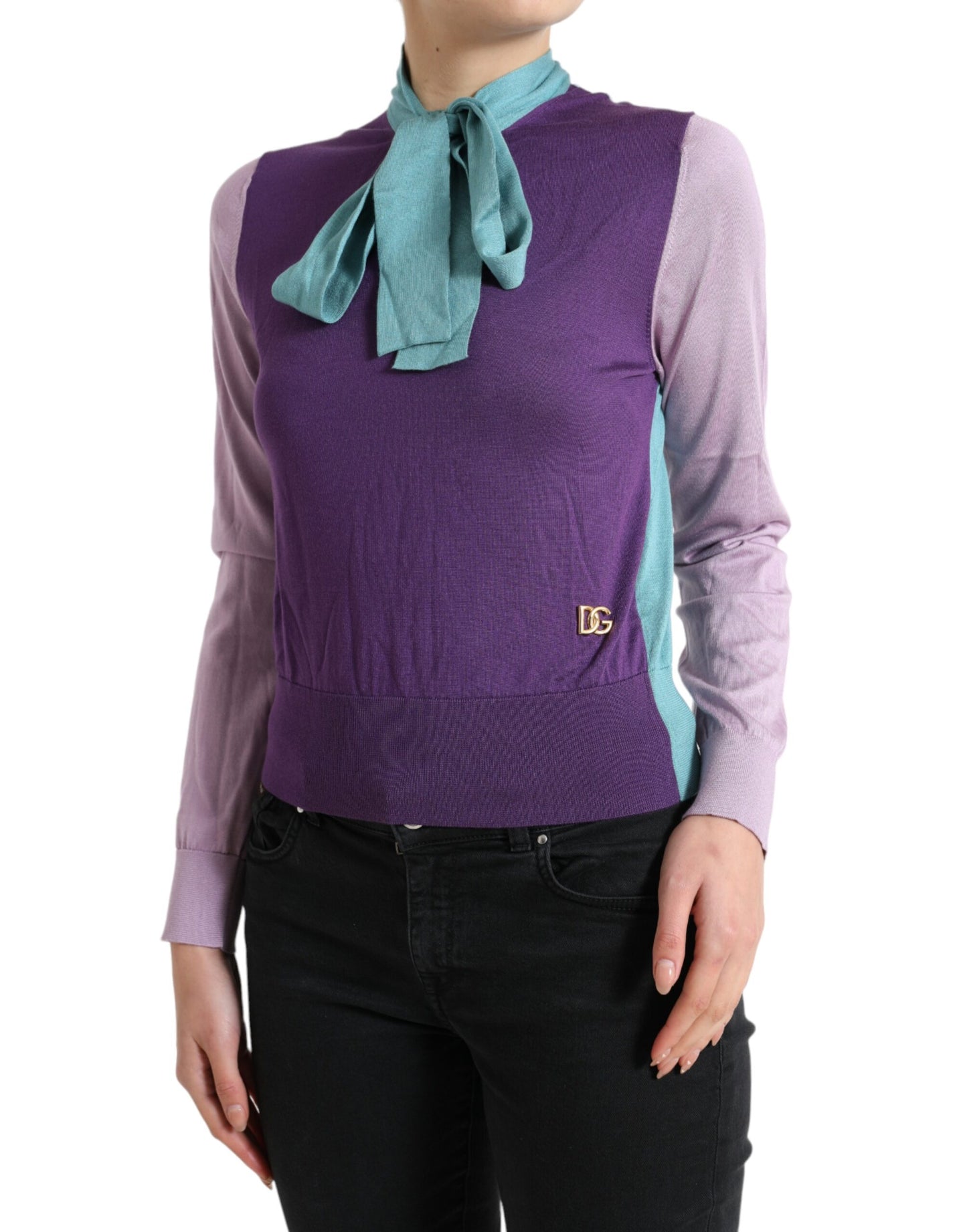 Silk Knitted Bow Sweater - Multicolor Luxury