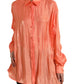 Elegant Coral Long Sleeve Polo Top