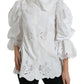 Elegant White Lace Trim Blouse Top