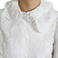 Elegant White Lace Trim Blouse Top