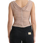 Elegant Beige V-Neck Sleeveless Sheer Tank Top