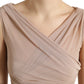 Elegant Beige V-Neck Sleeveless Sheer Tank Top