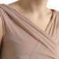 Elegant Beige V-Neck Sleeveless Sheer Tank Top