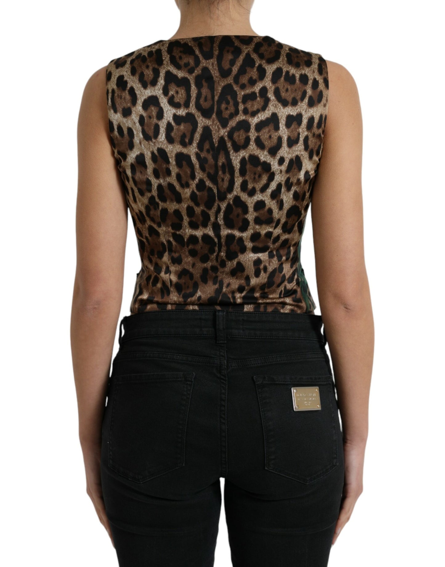 Floral Leopard Print Silk Waistcoat