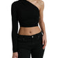 Chic One Shoulder Cropped Blouse