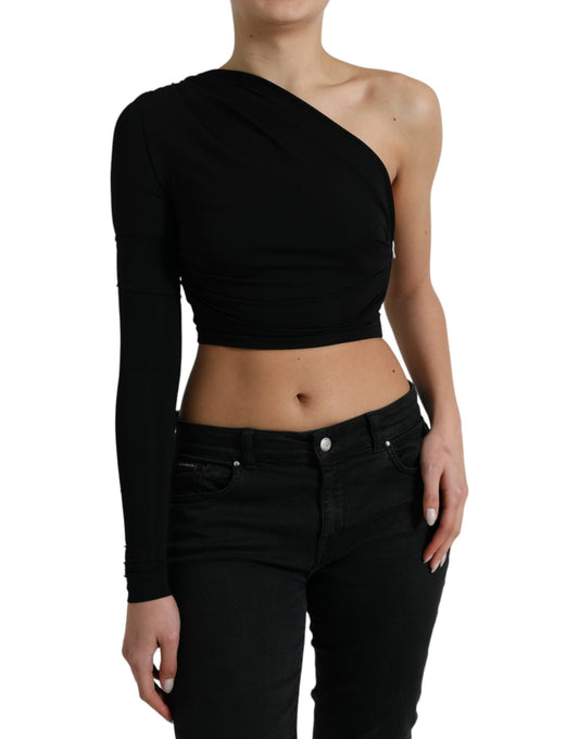Chic One Shoulder Cropped Blouse