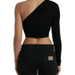 Chic One Shoulder Cropped Blouse