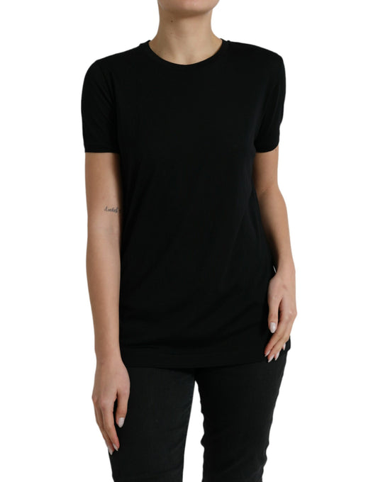 Elegant Wool Crew Neck Short Sleeve Top