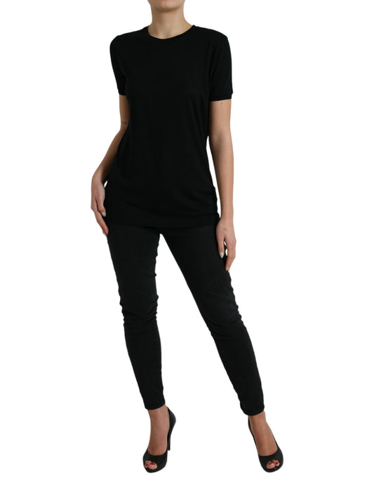 Elegant Wool Crew Neck Short Sleeve Top