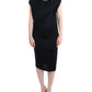 Elegant Black Knee-Length Viscose Dress