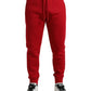 Sizzling Red Cotton Blend Jogger Pants