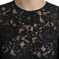 Elegant Black Floral Lace Midi Dress