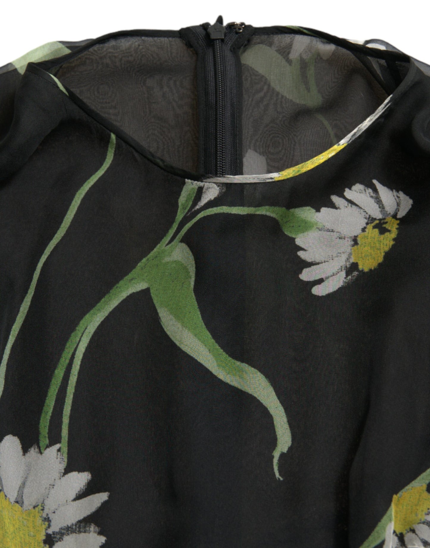 Elegant Floral Sheer A-Line Silk Dress