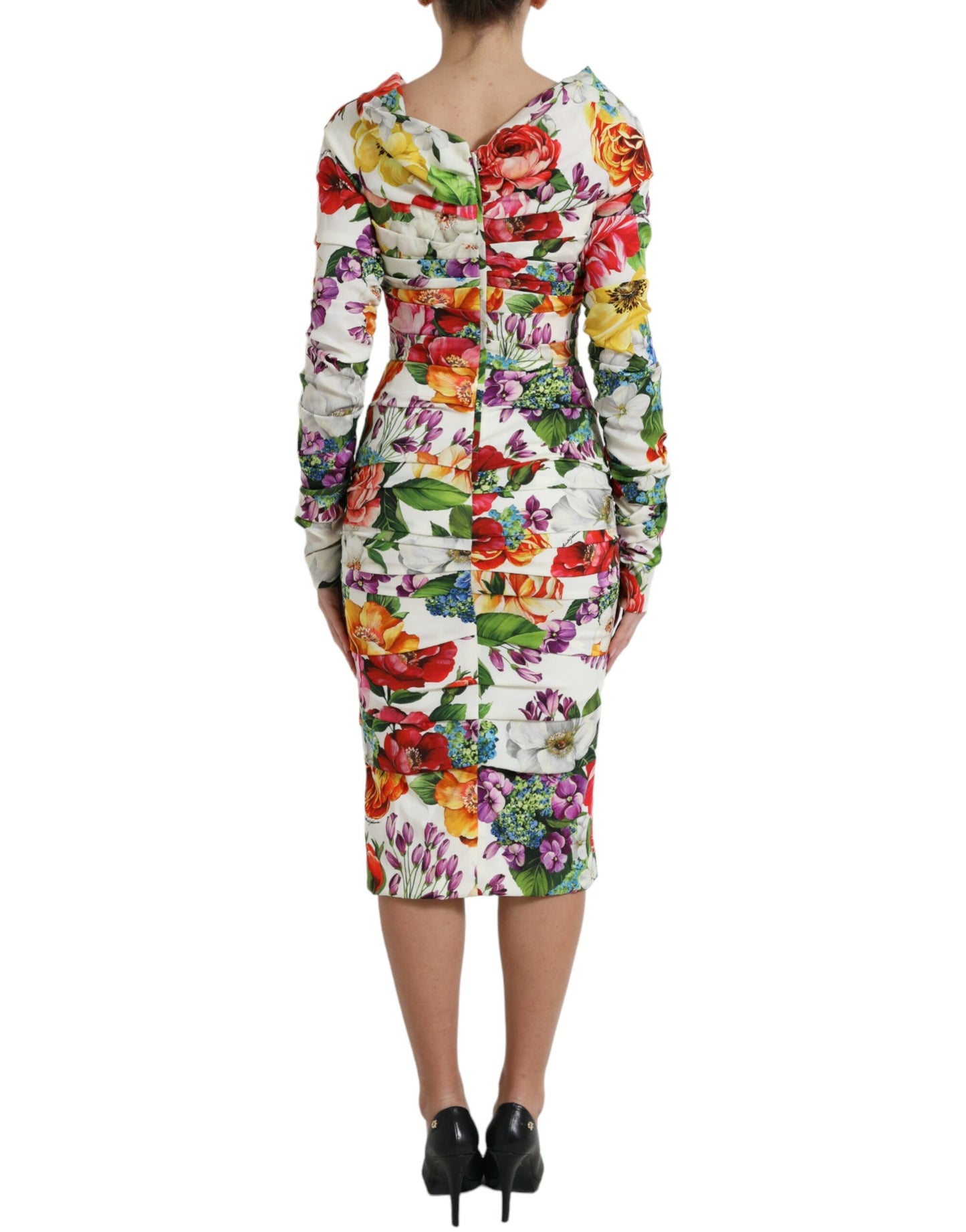 Elegant Floral Sheath Midi Dress