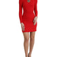 Elegant Red Bodycon Mini Dress with Sacred Heart