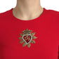 Elegant Red Bodycon Mini Dress with Sacred Heart