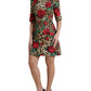 Elegant A-Line Leopard & Floral Dress