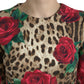 Elegant A-Line Leopard & Floral Dress