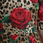 Elegant A-Line Leopard & Floral Dress