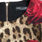 Elegant A-Line Leopard & Floral Dress