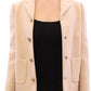 Elegant Beige Wool-Blend Jacket with Gold Accents