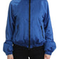 Chic Blue Bomber Jacket for Elegant Outings