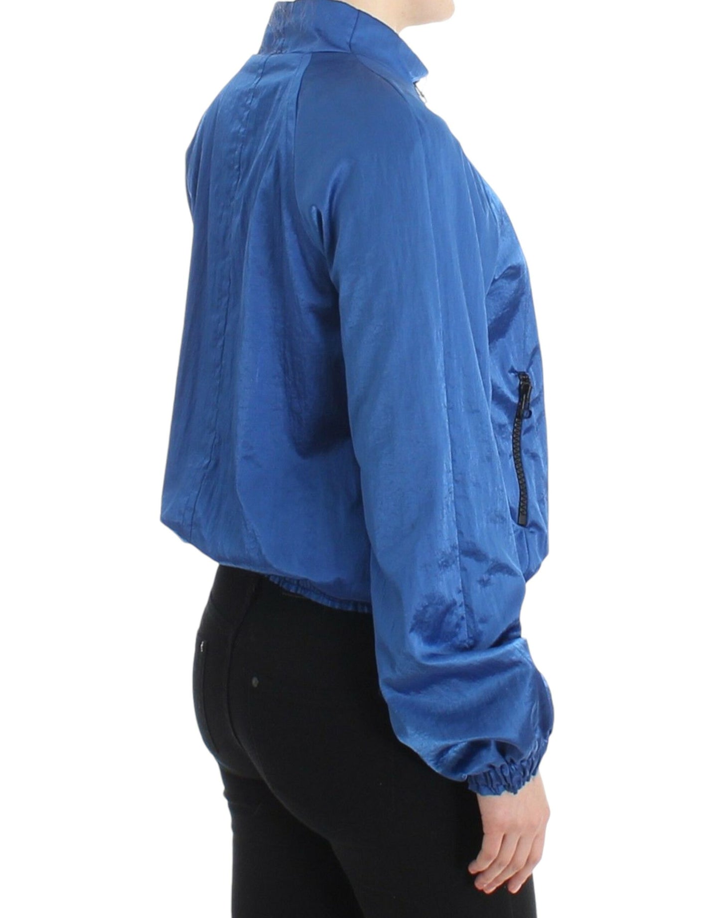 Chic Blue Bomber Jacket for Elegant Outings