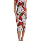 Elegant Floral Sheath Midi Dress in Pink