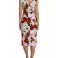 Elegant Floral Sheath Midi Dress in Pink