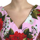 Elegant Floral Sheath Midi Dress in Pink