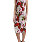 Elegant Floral Sheath Midi Dress in Pink