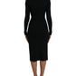 Elegant Black Bodycon Turtleneck Dress