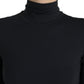 Elegant Black Bodycon Turtleneck Dress