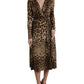 Elegant Leopard Print Wrap-Effect Midi Dress