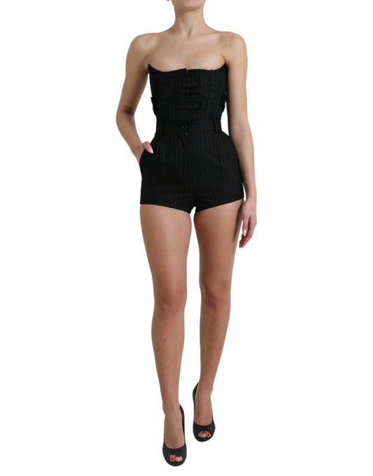 Elegant Wool Silk Strapless Romper Dress