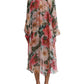 Elegant Floral Silk A-Line Dress