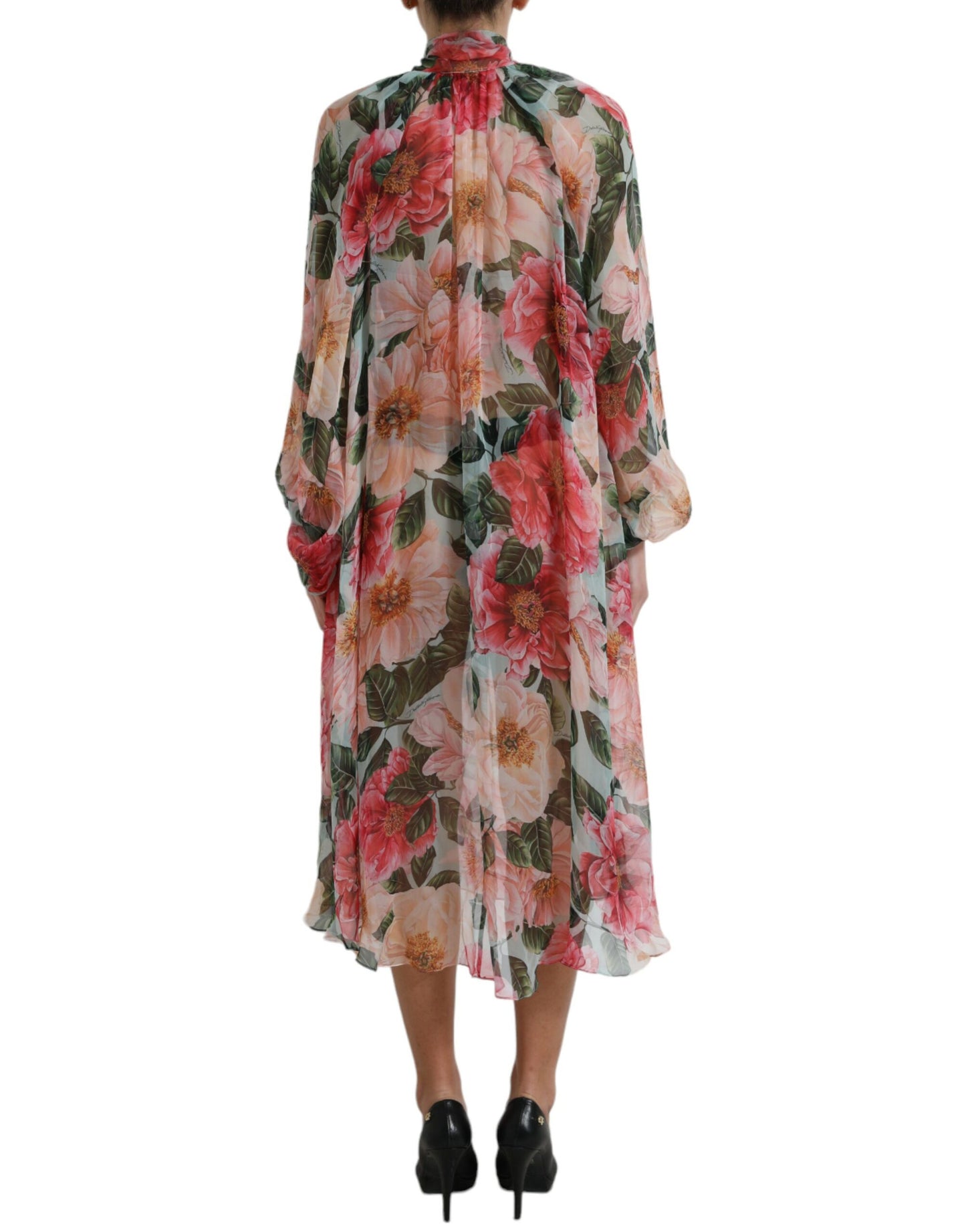 Elegant Floral Silk A-Line Dress