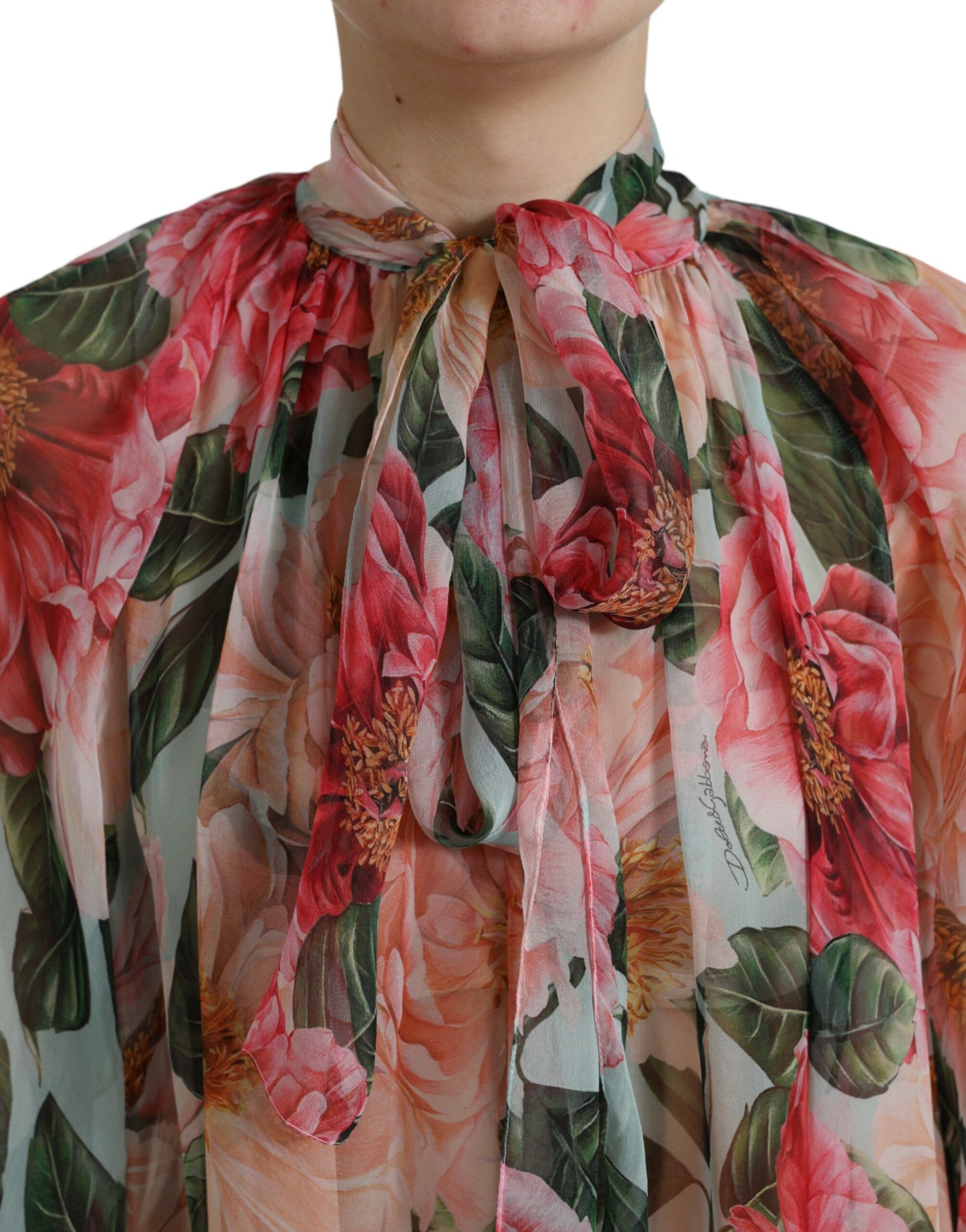 Elegant Floral Silk A-Line Dress