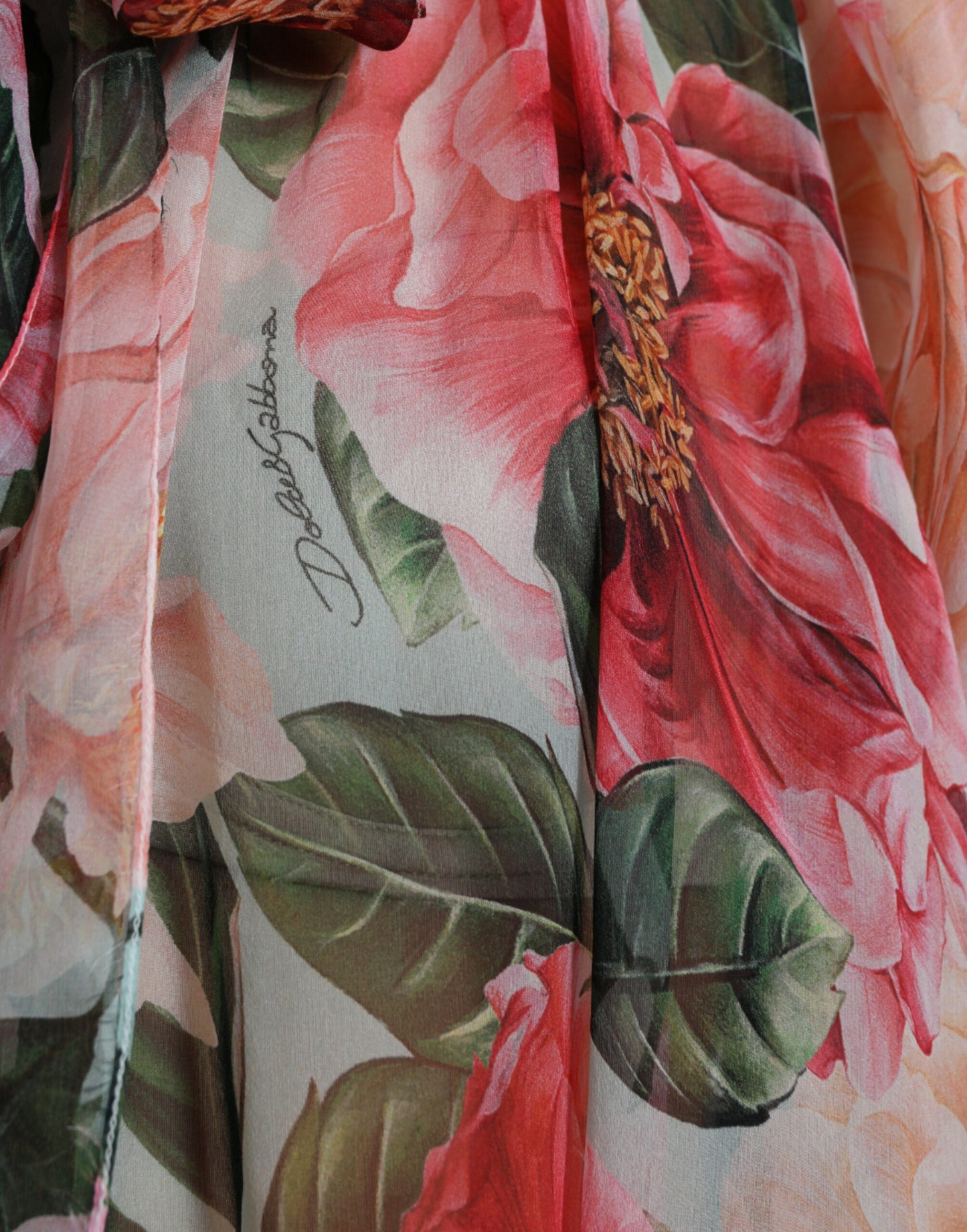 Elegant Floral Silk A-Line Dress