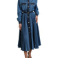 Elegant Denim A-Line Midi Dress