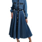 Elegant Denim A-Line Midi Dress