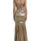 Elegant Metallic Gold Sheath Dress with Crystals