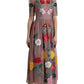 Elegant Rose Gold Maxi Dress with Floral Embroidery